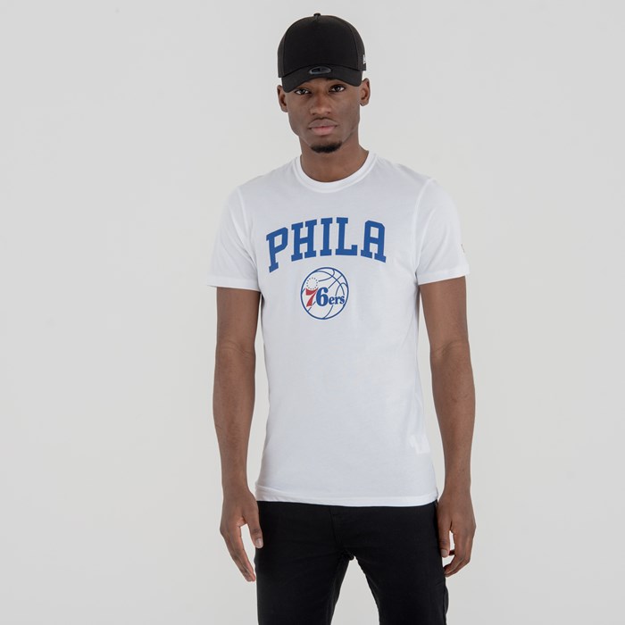 Philadelphia 76ers Team Logo Miesten T-paita Valkoinen - New Era Vaatteet Tarjota FI-957302